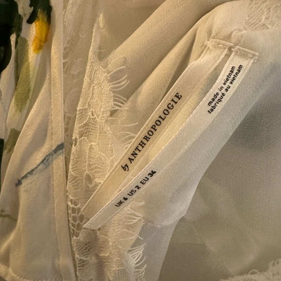 NWOT Anthropologie Floral Maxi Dress Button Front Slip Midi Dress with Lace Hem - Picture 10 of 10